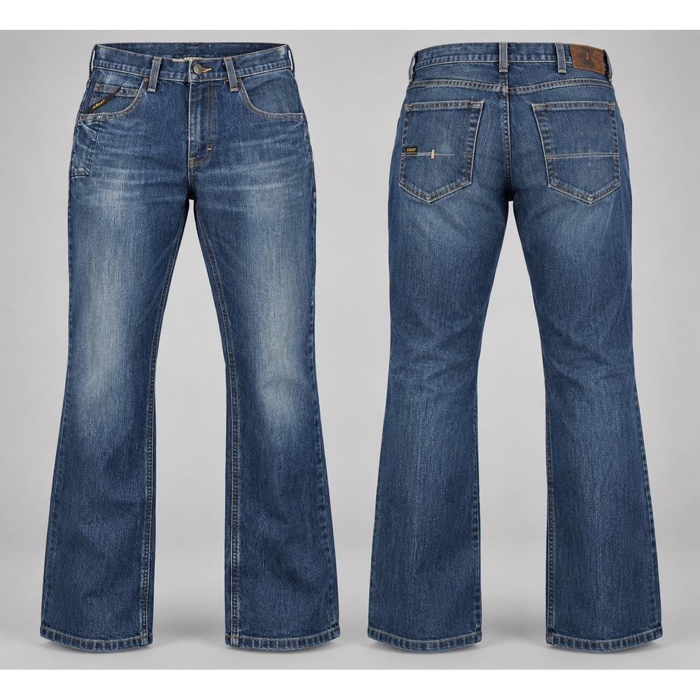 Ariat Jeans Mens 32x32 M5 Rebar Straight Leg Blue Medium Wash Denim